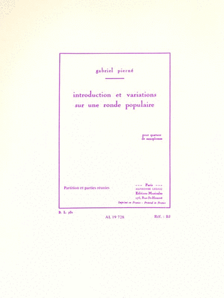 Book cover for Introduction et Variations sur une Ronde Populaire