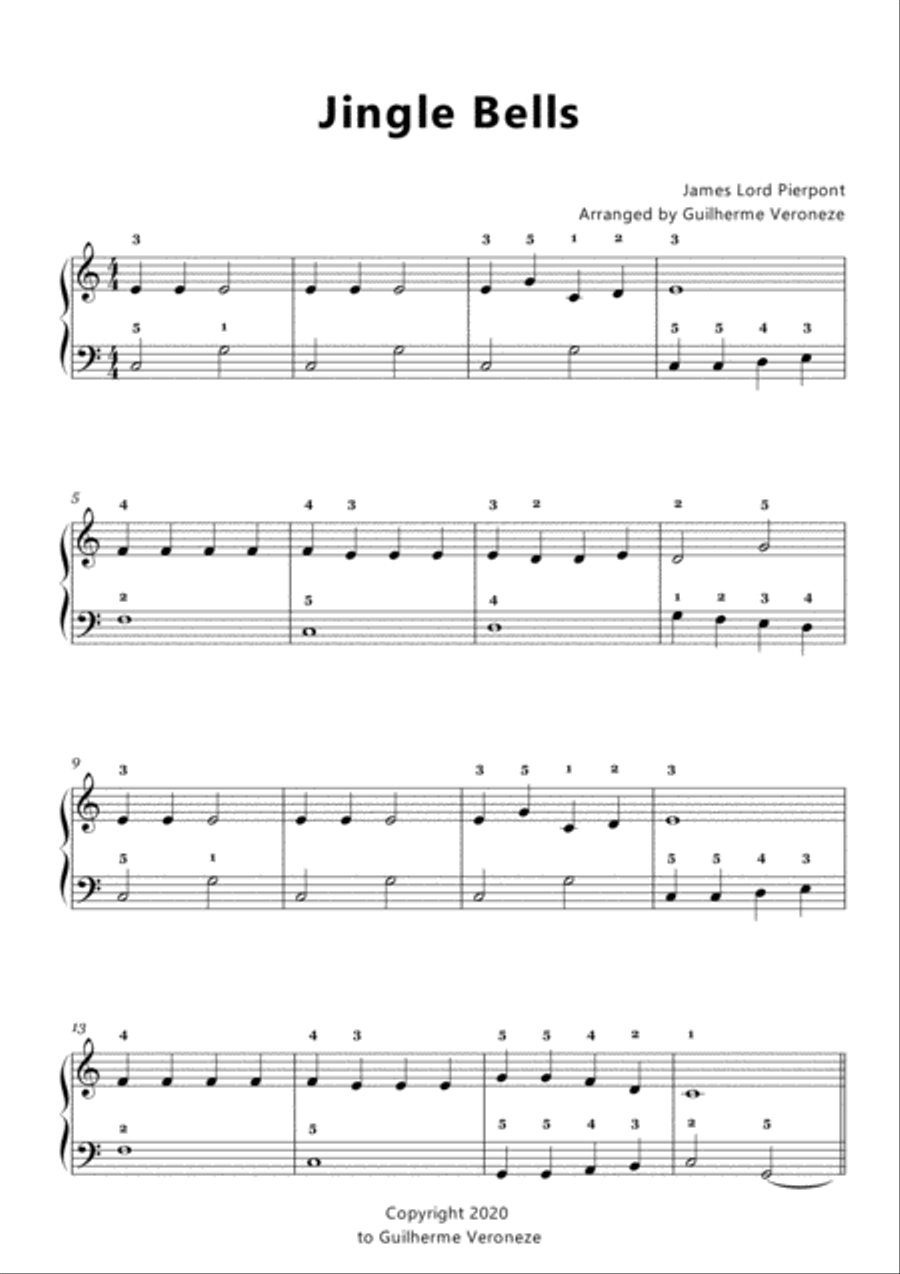 Jingle Bells Easy Piano scores gallery preview page 1
