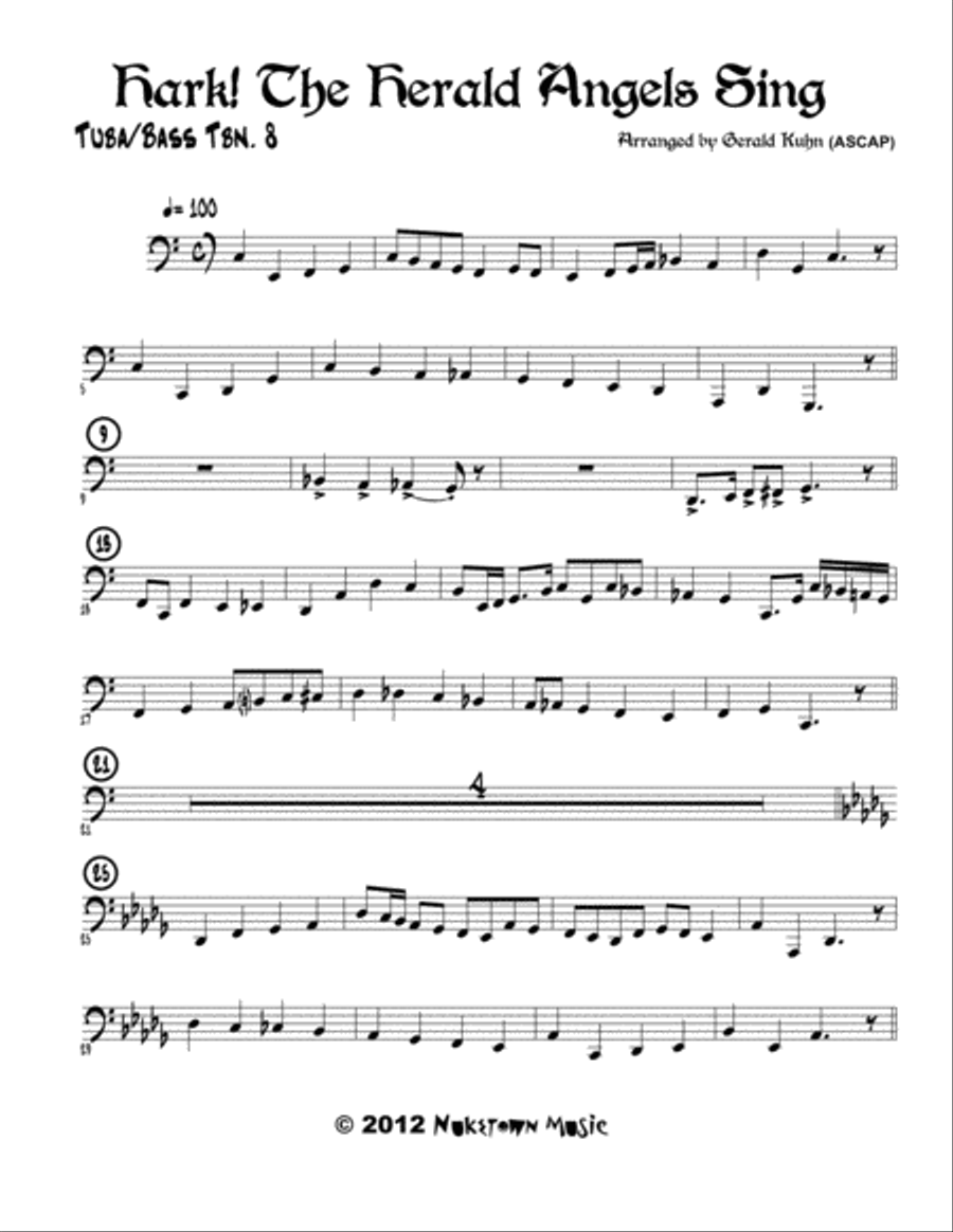 Hark, the Herald Angels Sing Brass Ensemble scores gallery preview page 1