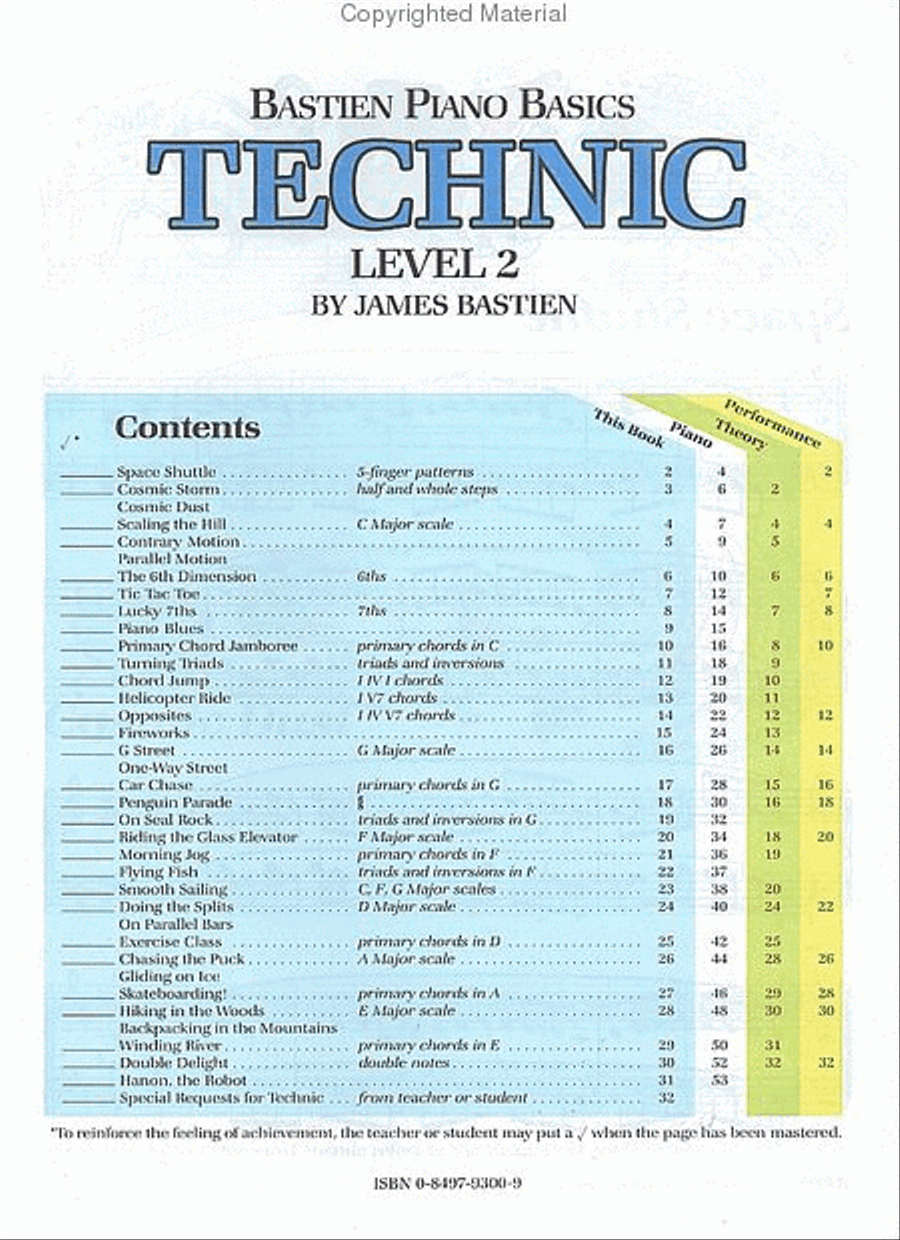 Bastien Piano Basics, Level 2, Technic