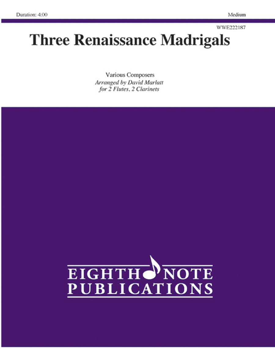 Three Renaissance Madrigals Woodwind Quartet scores gallery preview page 1