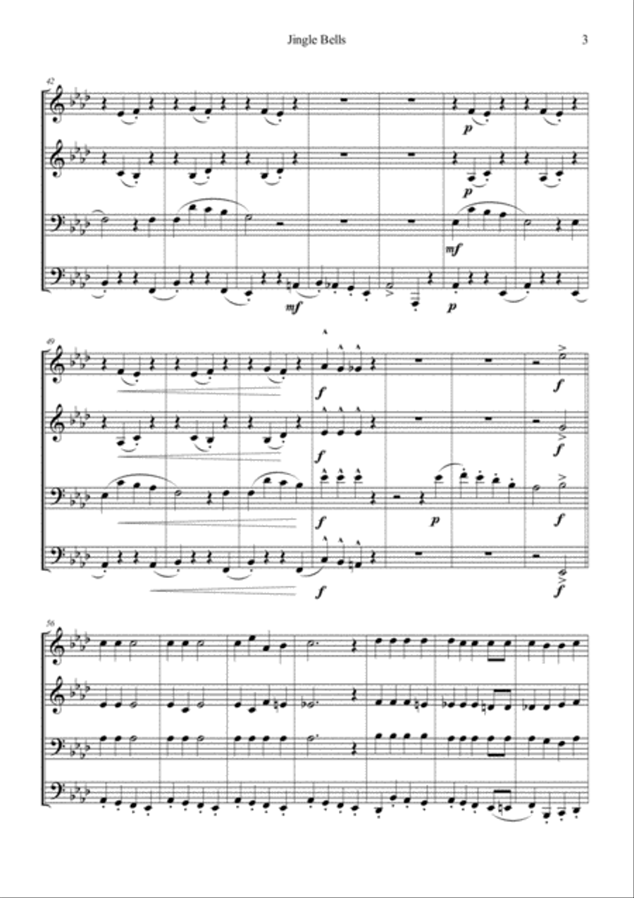 JINGLE BELLS by James Pierpont - for Brass Quartet Brass Quartet scores gallery preview page 4