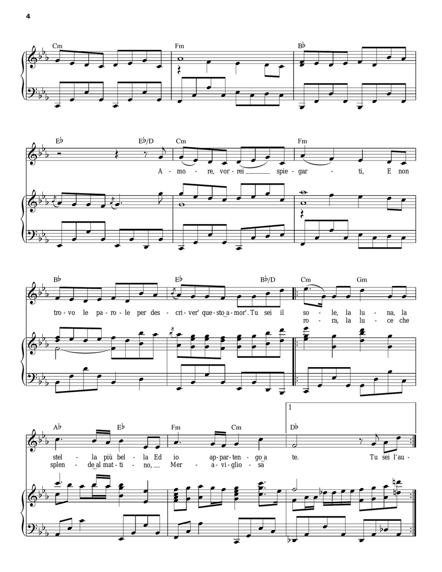 Amare Di Nuovo Piano, Vocal, Guitar scores gallery preview page 4