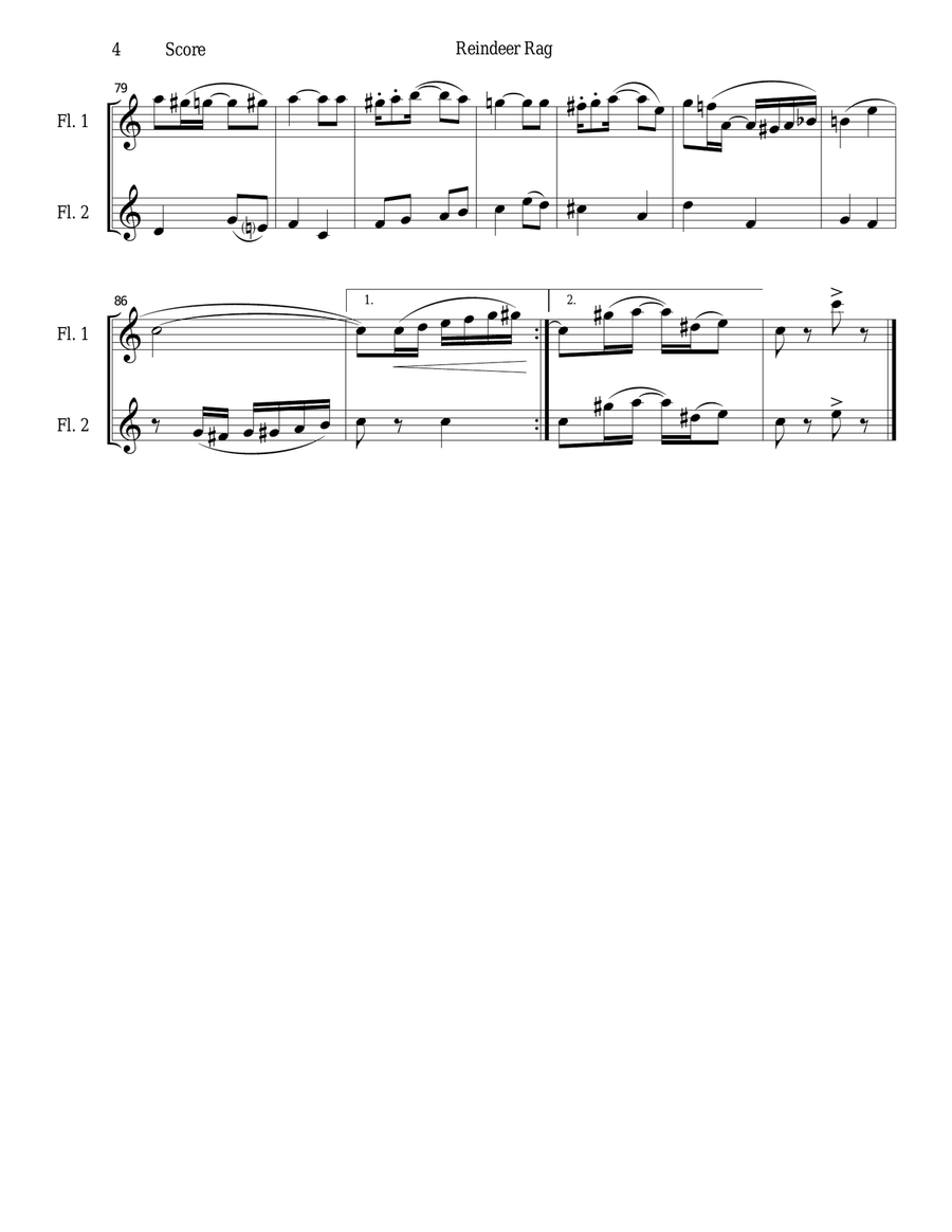 Reindeer Rag for Flute Duet Flute Duet scores gallery preview page 4