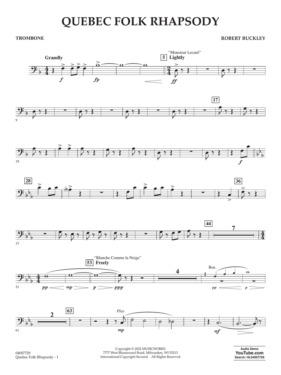 Quebec Folk Rhapsody - Trombone