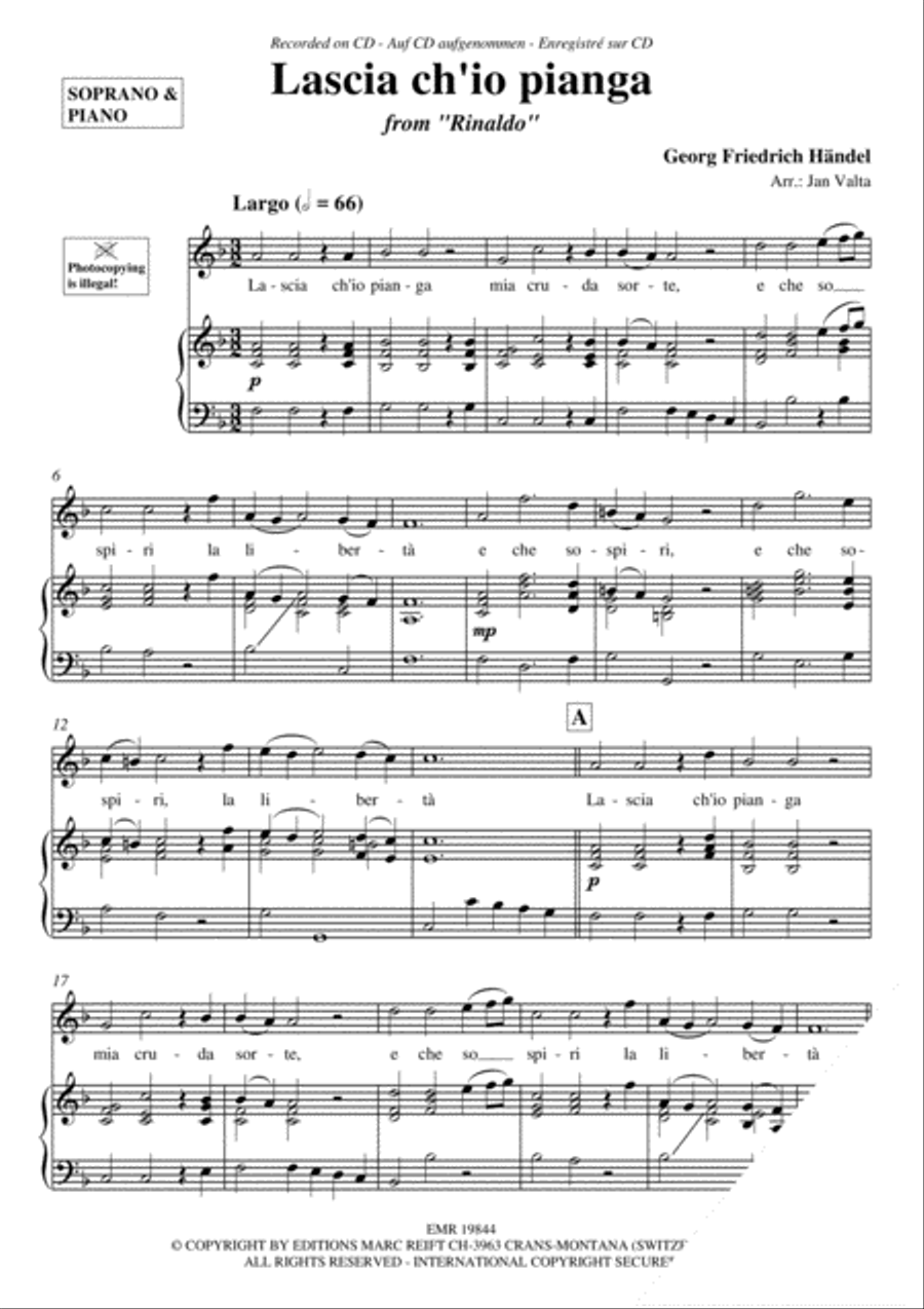 Lascia ch'io pianga Soprano Voice scores gallery preview page 4