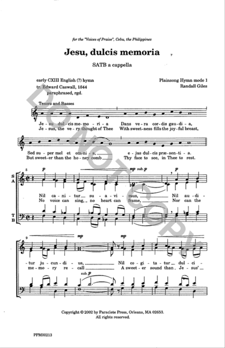 Jesu dulcis memoria 4-Part scores gallery preview page 2