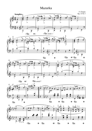 Chopin Mazurka Op.33 Nr3 for piano solo