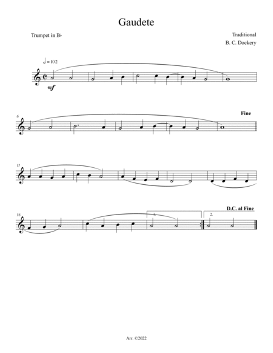 Gaudete (Trumpet and Trombone Duet with Piano Accompaniment) Brass Duet scores gallery preview page 3