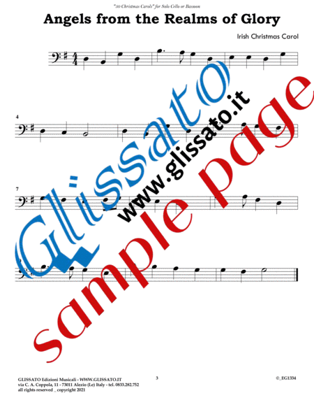 50 Christmas Carols for solo Cello or Bassoon Bassoon - Digital Sheet Music