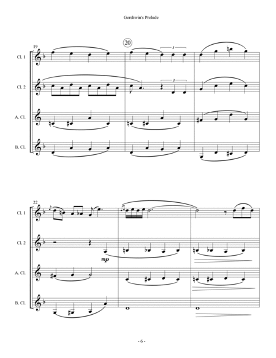 Gershwin's Prelude - Clarinet Quartet Clarinet Quartet scores gallery preview page 6