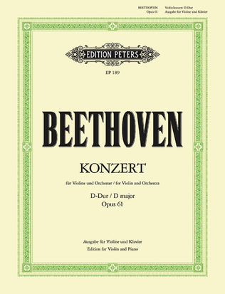 Book cover for Violin Concerto in D Op. 61 (Edition for Violin and Piano)