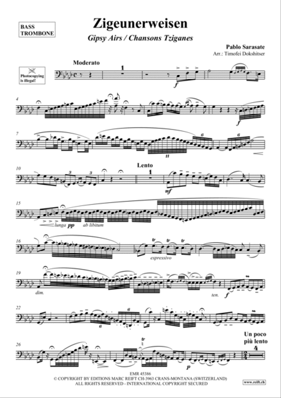 Zigeunerweisen Trombone scores gallery preview page 2