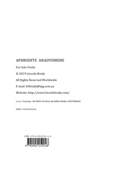 APHRODITE ANADYOMENE - Solo Violin image number null