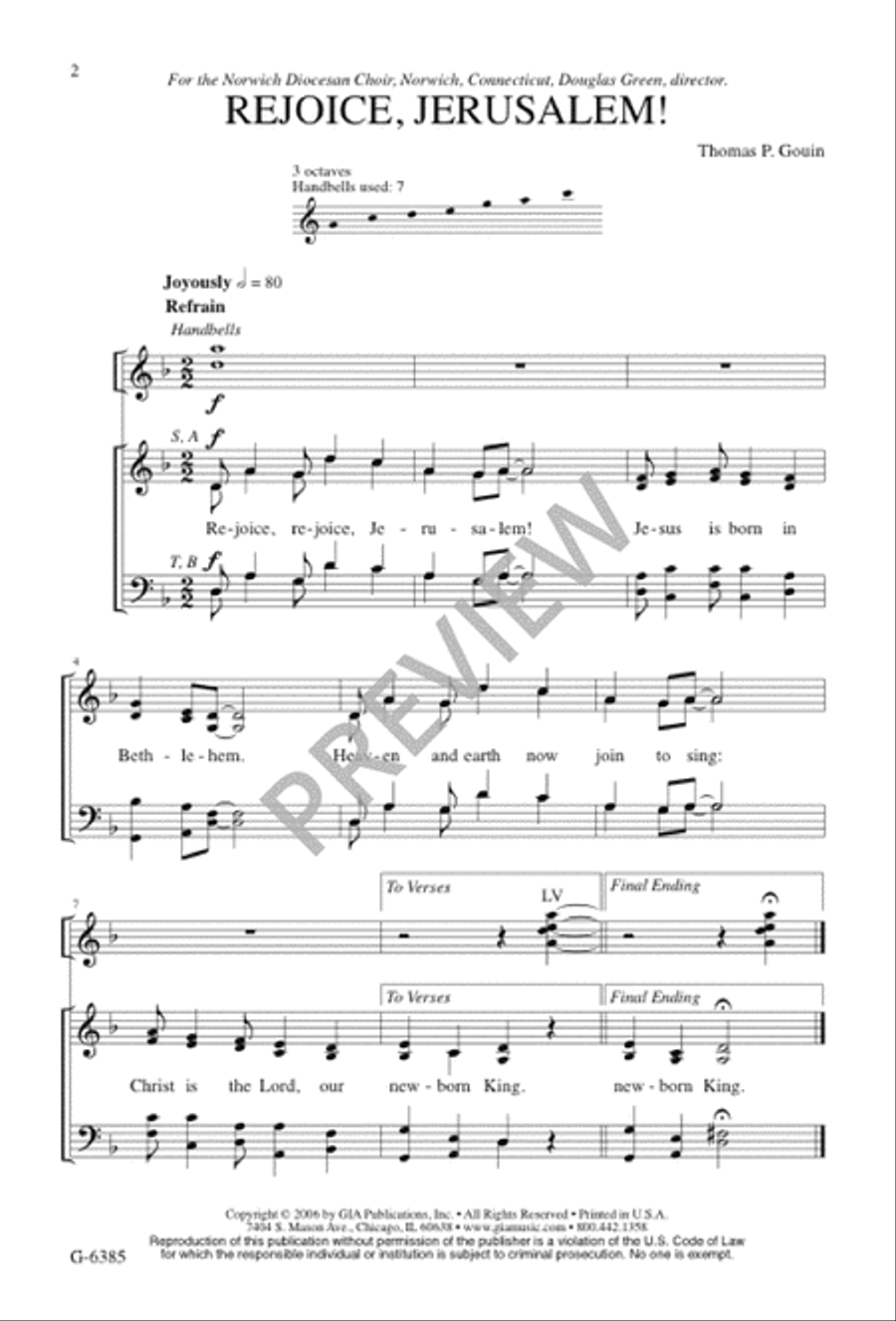 Rejoice, Jerusalem! 4-Part scores gallery preview page 2