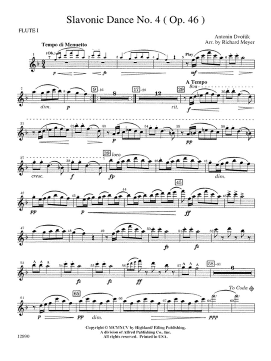Slavonic Dance No. 4 (Op. 46): Flute