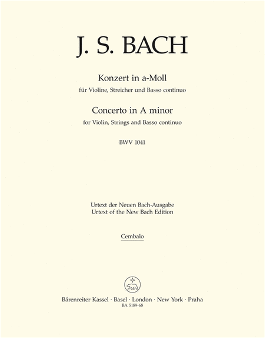 Concerto for Violin, Strings and Basso continuo a minor BWV 1041 Violin Solo scores gallery preview page 1