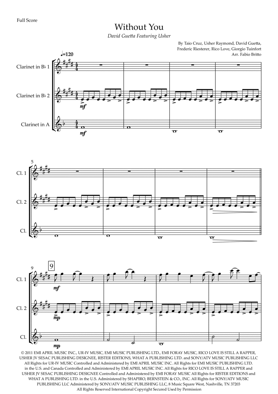 Without You Clarinet Trio scores gallery preview page 1