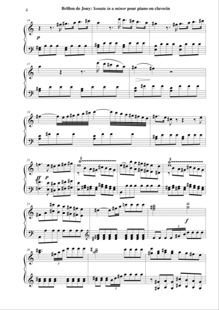 Anne-Louise Brillon de Jouy: Sonata in a minor for piano or harpsichord Harpsichord scores gallery preview page 4