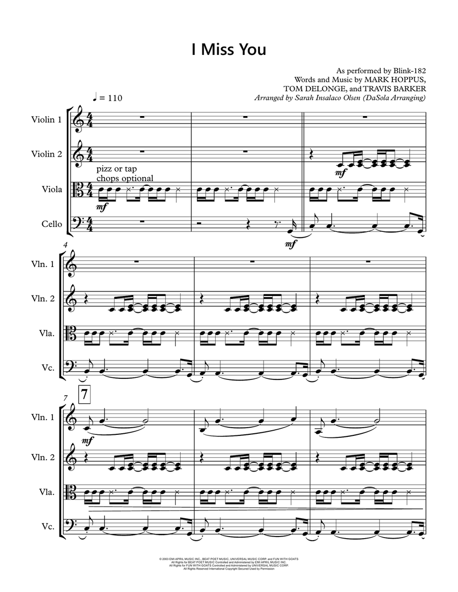 I Miss You String Quartet scores gallery preview page 2
