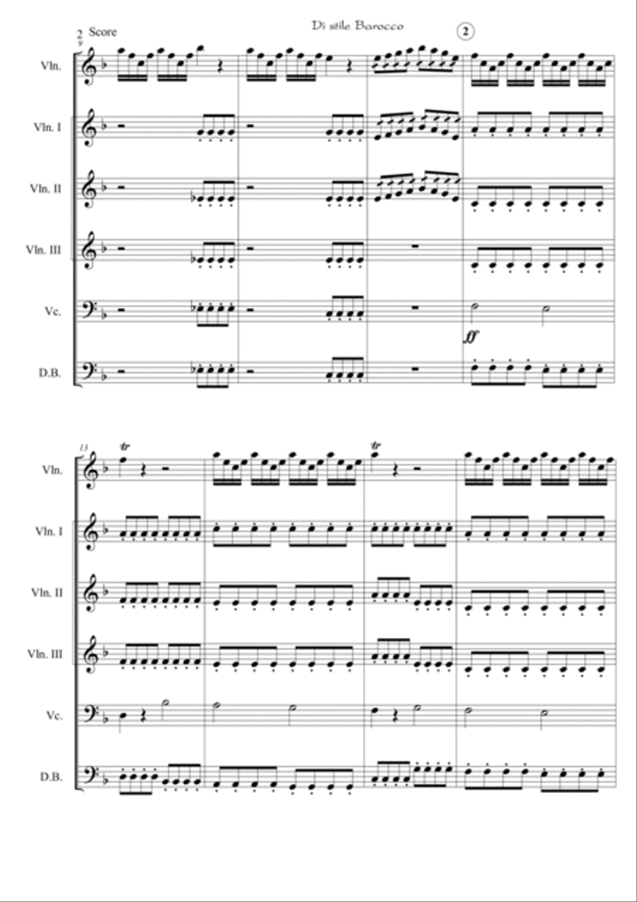 Di stile Barocco-for Violin solo and Beginning String Orchestra String Orchestra scores gallery preview page 2