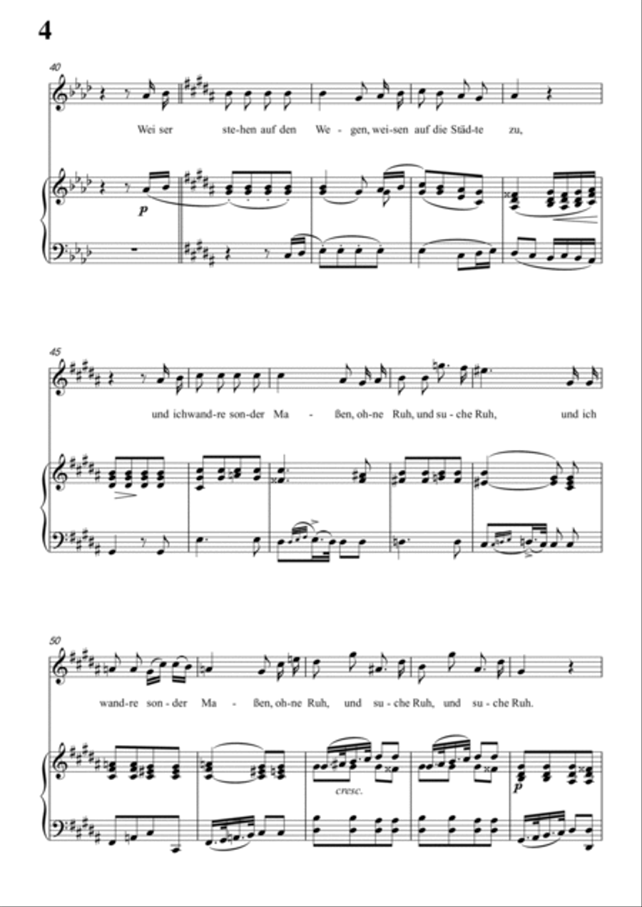 Schubert-Der Wegweiser,from 'Winterreise',Op.89(D.911) No.20 in #G minor,for Vocal and Pno Voice scores gallery preview page 5