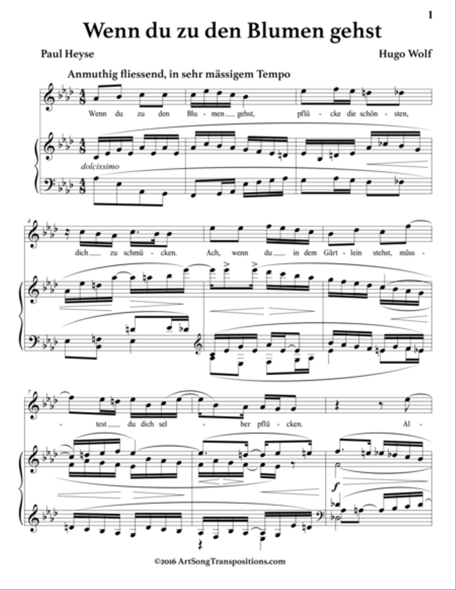 WOLF: Wenn du zu den Blumen gehst (transposed to A-flat major) Voice scores gallery preview page 2