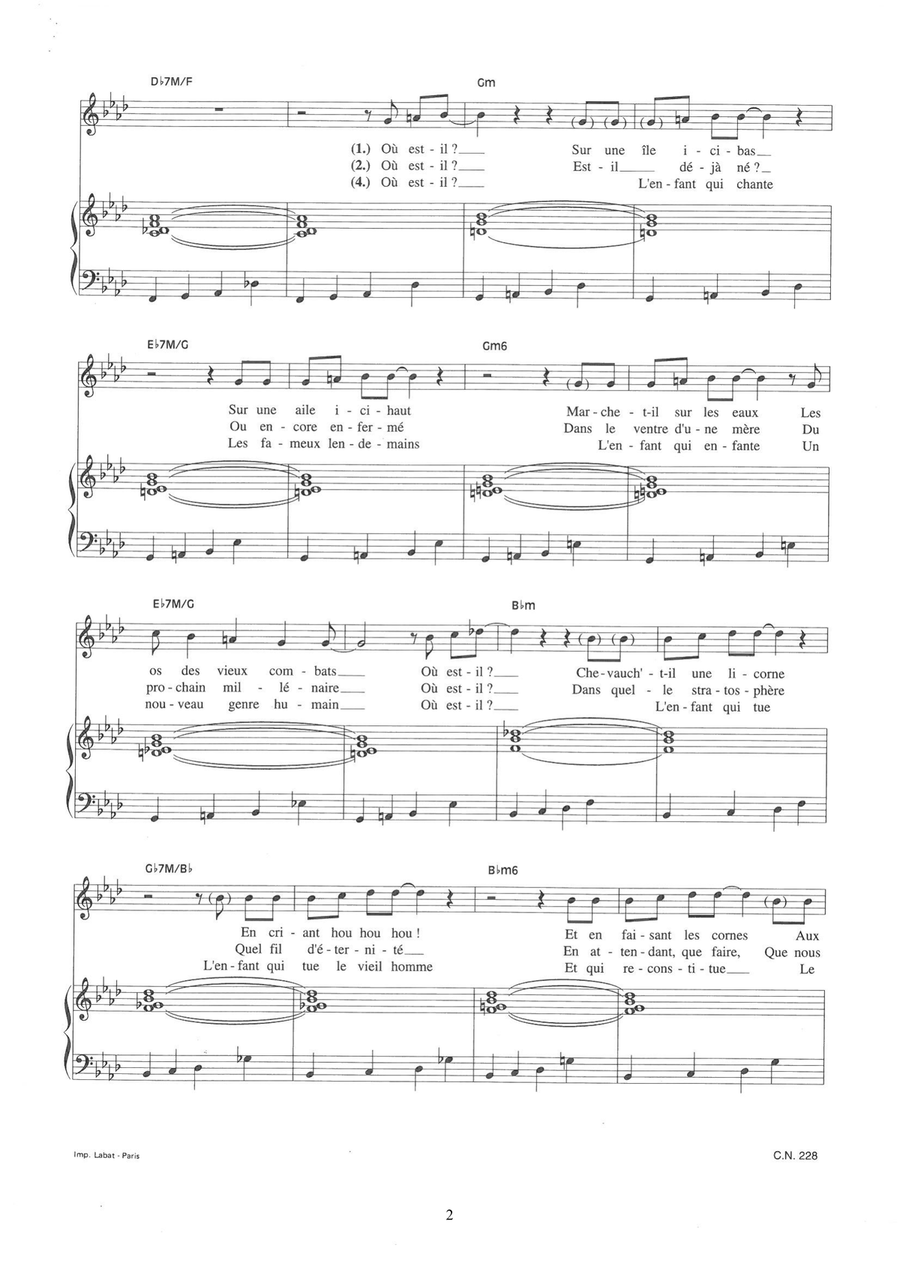 L'Enfant Phare Piano, Vocal scores gallery preview page 2