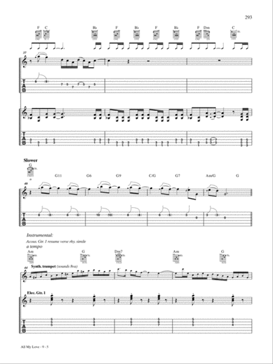 All My Love Guitar Tablature scores gallery preview page 5