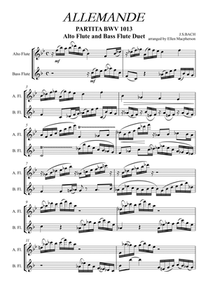 ALLEMANDE by J.S. BACH - Alto Flute and Bass Flute Duet