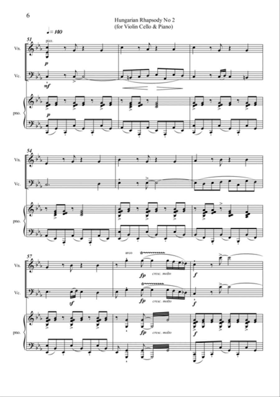 Hungarian Rhapsody No.2 Tango style Piano Trio scores gallery preview page 6
