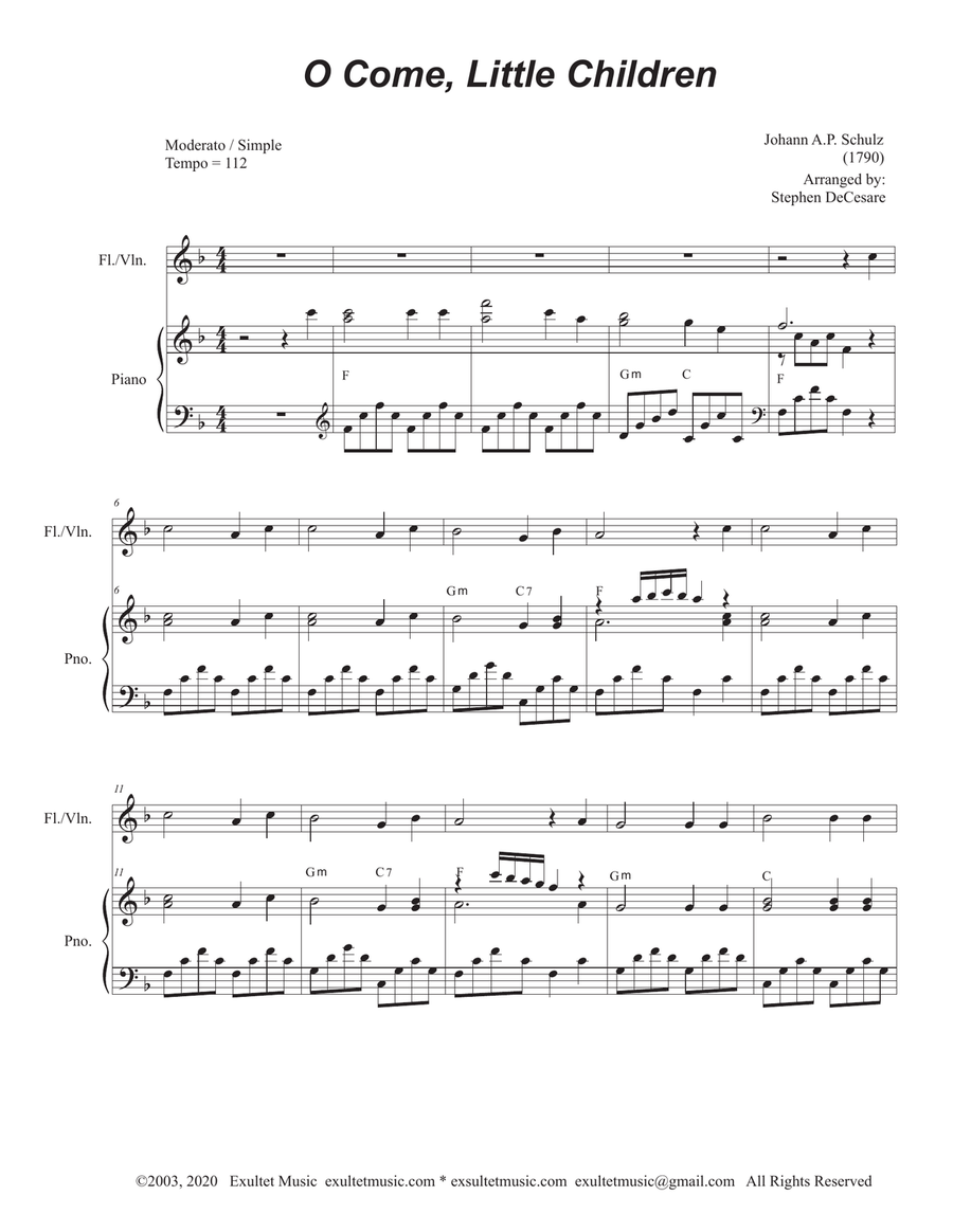 O Come, Little Children (Flute or Violin solo and Piano) O Come, Little Children (Flute or Violin solo and Piano) Flute scores gallery preview page 2