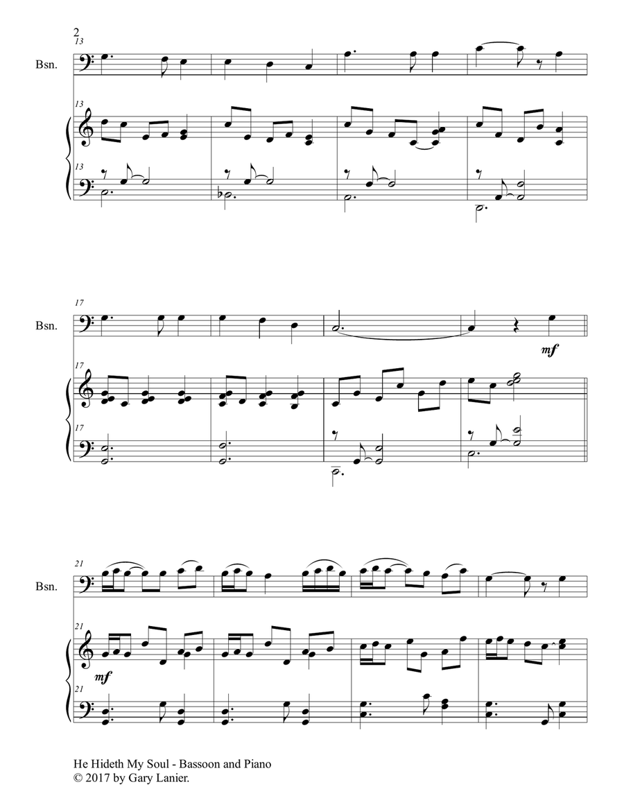 HE HIDETH MY SOUL (Duet - Bassoon & Piano with Score/Part) Bassoon Solo scores gallery preview page 3