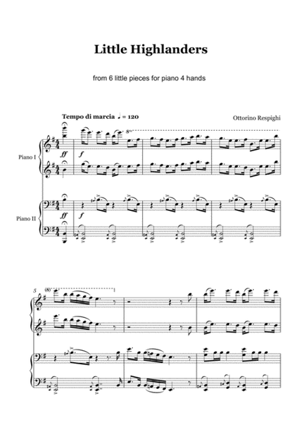 Respighi - ''Little Highlanders'' from 6 little pieces for piano 4 hands image number null