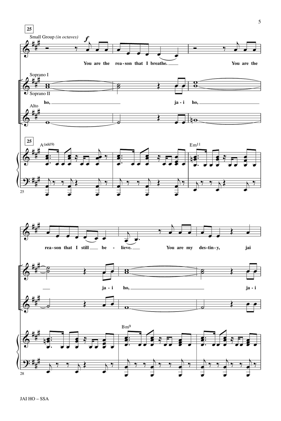 Jai Ho (from The Motion Picture Slumdog Millionaire) SSA scores gallery preview page 4