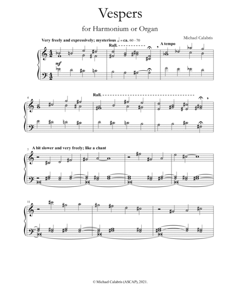 Vespers (for Harmonium or Organ) Harmonium - Digital Sheet Music