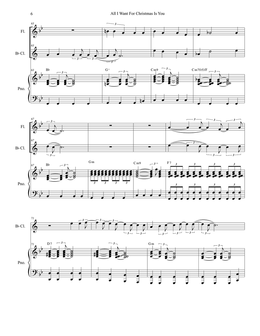All I Want For Christmas Is You Woodwind Duet scores gallery preview page 6