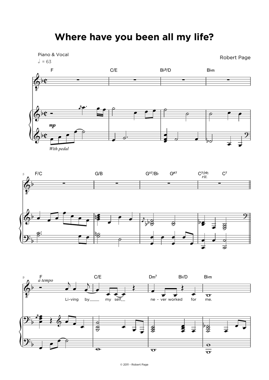 Where have you been all my life? Piano, Vocal scores gallery preview page 1