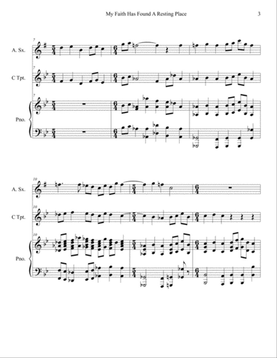 My Faith Has Found a Resting Place Trumpet - Sax Duet Alto Saxophone scores gallery preview page 3