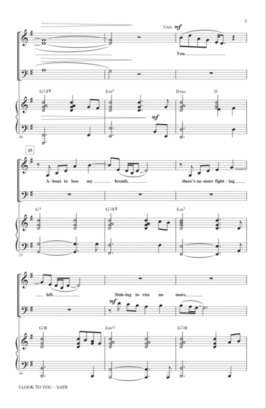 I Look To You 4-Part scores gallery preview page 4