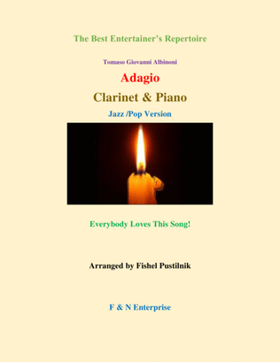 "Adagio" by Albinoni for Clarinet and Piano-Jazz/Pop Version