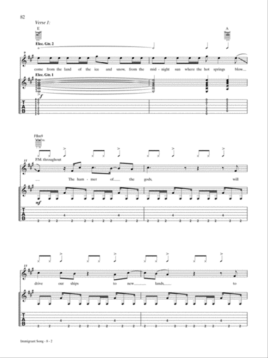 Immigrant Song Guitar Tablature scores gallery preview page 2