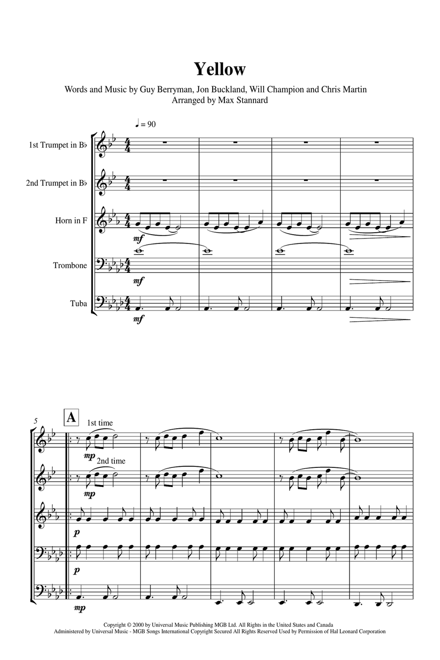 Yellow Yellow Brass Ensemble scores gallery preview page 2