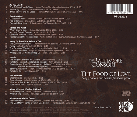 The Baltimore Consort: The Food of Love - Songs, Dances, & Fancies for Shakespeare
