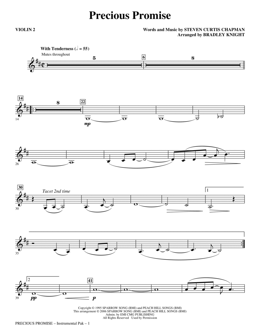 Precious Promise - Violin 2 Choir scores gallery preview page 1