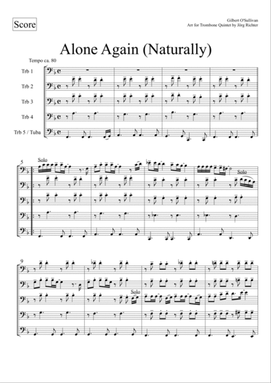 Alone Again (naturally) Brass Quintet scores gallery preview page 2