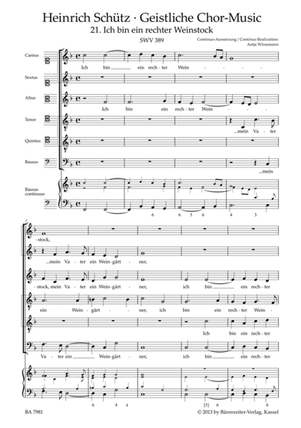 Ich bin ein rechter Weinstock SWV 389 (No. 21 from "Geistliche Chor-Music" (1648))