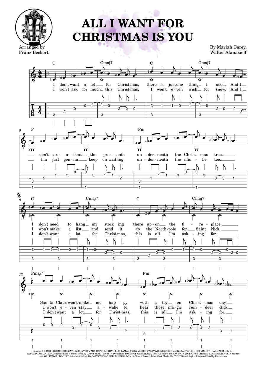 All I Want For Christmas Is You Acoustic Guitar scores gallery preview page 1