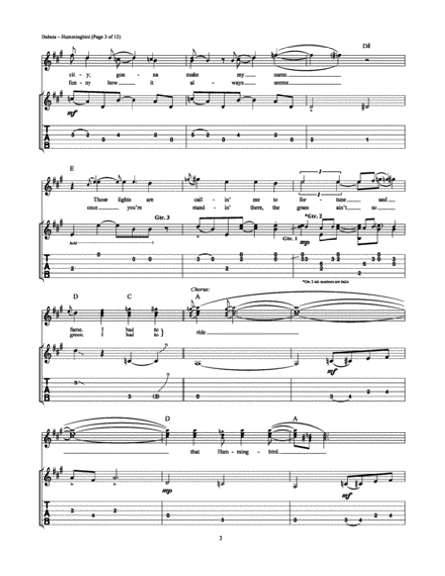 Hummingbird Electric Guitar scores gallery preview page 3