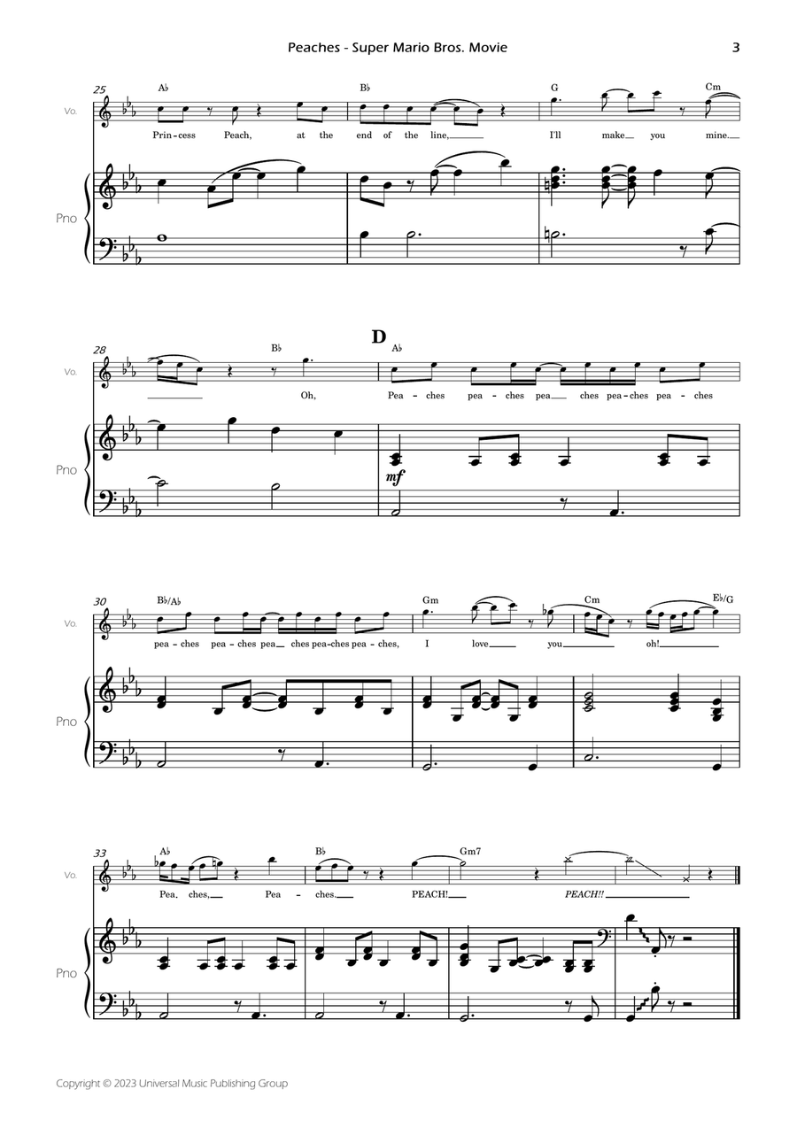 Peaches Piano, Vocal scores gallery preview page 5